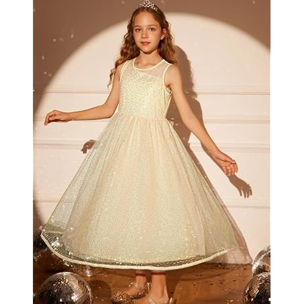 Vestido de princesa para niñas, vestidos para niños de 6 a 12 años, lentejuelas, fiesta festiva, vestido de niña de flores, vestido de boda, cumpleaños, vestido de cóctel, elegante, vestido de noche,